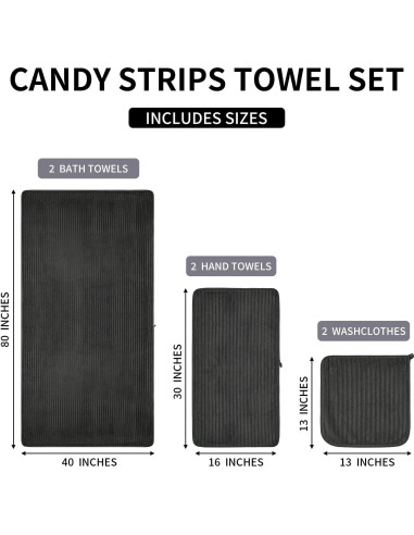 Juego de Toallas de Baño Extra Grande NALIVO 6 Piezas Gris