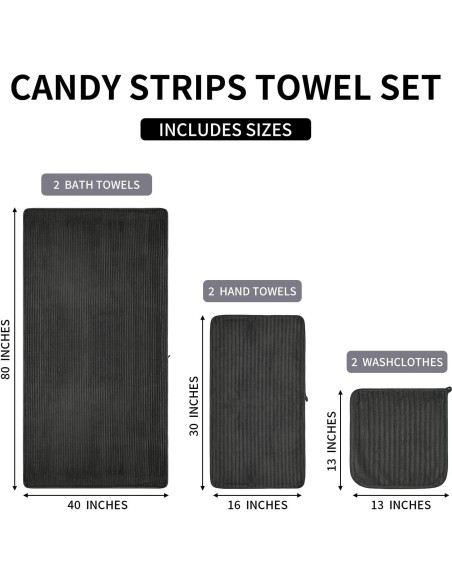 Juego de Toallas de Baño Extra Grande NALIVO 6 Piezas Gris