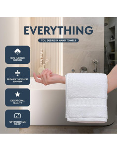 Toallas de Mano White Classic 100% Algodón Turco - 6 Piezas 40x76 cm 2
