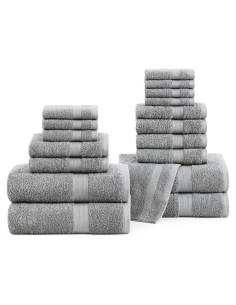 Juego de Toallas de Baño Lane Linen 18 Pzs 100% Algodón Gris