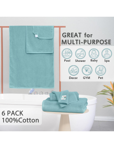 Juego de Toallas de Baño 6 Piezas VOOVA & MOVAS 100% Algodón