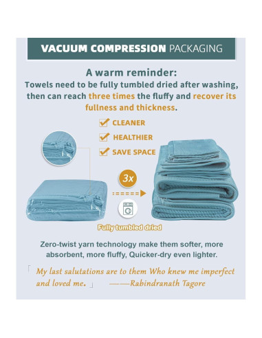 Juego de Toallas de Baño 6 Piezas VOOVA & MOVAS 100% Algodón