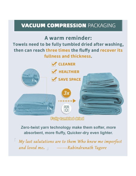 Juego de Toallas de Baño 6 Piezas VOOVA & MOVAS 100% Algodón