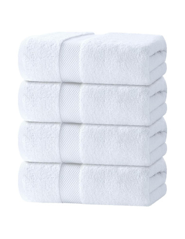 Juego de Toallas de Baño Lujo Clásico Blanco 4 Piezas 700 GSM