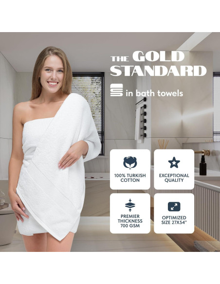Juego de Toallas de Baño Lujo Clásico Blanco 4 Piezas 700 GSM
