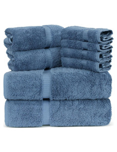 Juego de 8 Toallas Turcas Premium Towel Bazaar Algodón Suave