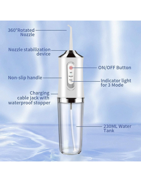Irrigador Dental Inalámbrico Somall con 3 Modos y 4 Jets