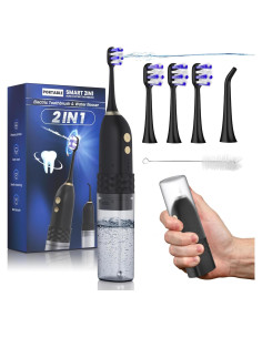 Kit de limpieza dental 2 en 1 UNINGOPI - Hilo dental y cepillo eléctrico portátil (Negro)