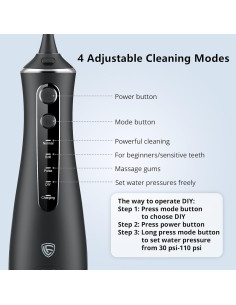 Irrigador Dental Inalámbrico LF TH2D4 Recargable IPX7 Negro 2