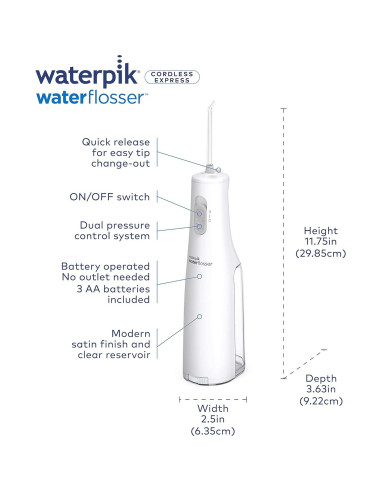 Hilo Dental Portátil Waterpik Cordless Express WF-02 Blanco