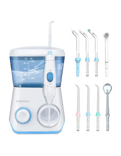 Irrigador Oral TUREWELL 600ML con 10 Presiones Ajustables y 8 Puntas
