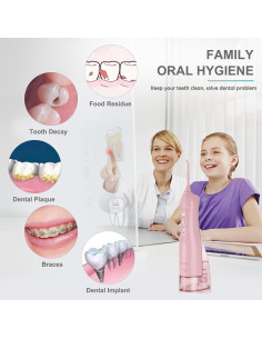 Irrigador Dental Eléctrico Tovendor Rosa 300ml Inalámbrico IPX7 2