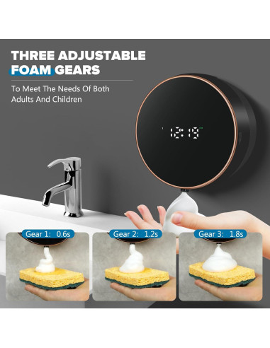 Dispensador Automático de Jabón Espuma Monstake 300ml Negro