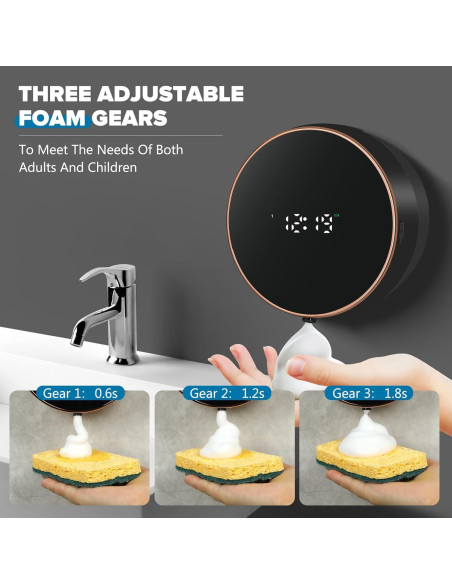 Dispensador Automático de Jabón Espuma Monstake 300ml Negro