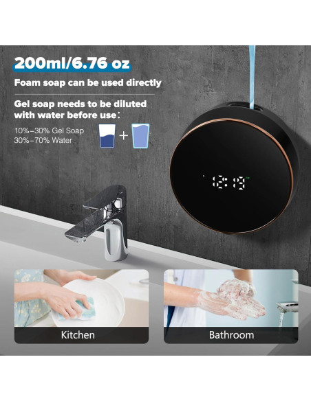 Dispensador Automático de Jabón Espuma Monstake 300ml Negro