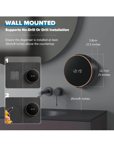 Dispensador Automático de Jabón Espuma Monstake 300ml Negro
