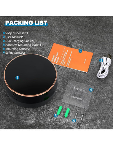 Dispensador Automático de Jabón Espuma Monstake 300ml Negro