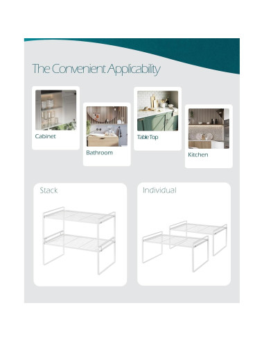 Organizador de Estante Shantton 2 Niveles Blanco 40.64x26.92 cm