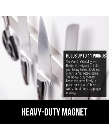 Soporte Magnético para Cuchillos Gorilla Grip 60 cm Acero Inoxidable