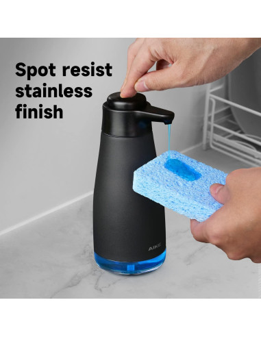 Dispensador de Jabón Líquido AIKE 443 ml Acero Inoxidable Negro