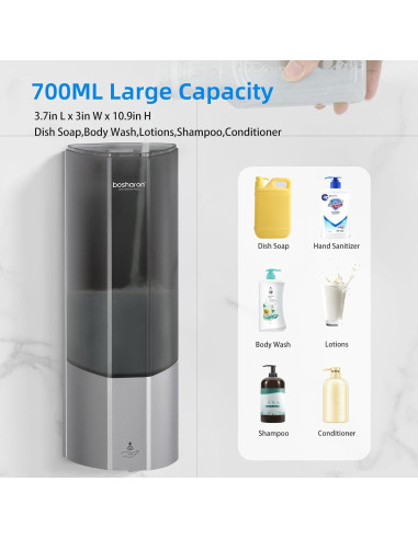 Dispensador Automático de Jabón Bosharon 700ml Sin Contacto Plata