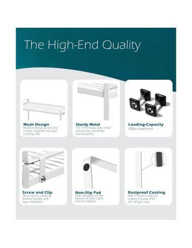 Organizador de Estante Shantton 2 Niveles Blanco 40.64x26.92 cm