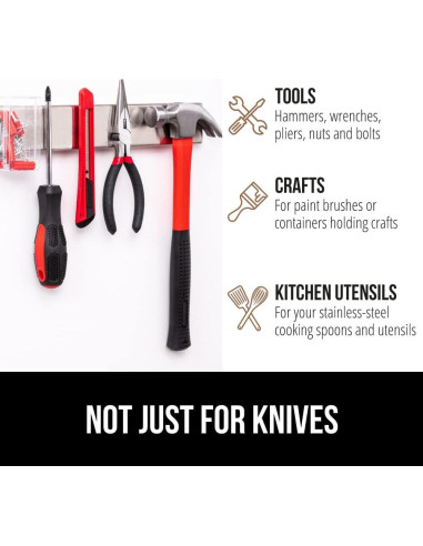 Soporte Magnético para Cuchillos Gorilla Grip 60 cm Acero Inoxidable