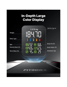 Báscula Inteligente FITINDEX 225kg Bluetooth con Pantalla LED 2