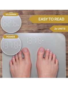 Báscula de baño digital INEVIFIT, 181.44 kg, vidrio templado 2