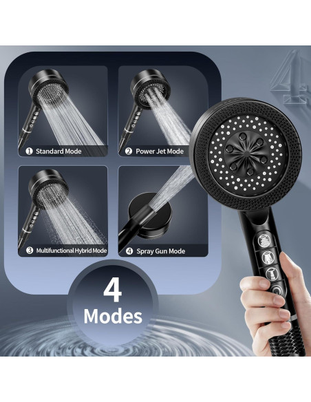 Cabezal de Ducha de Mano QKOQKO con Manguera 152.4 cm 4 Modos