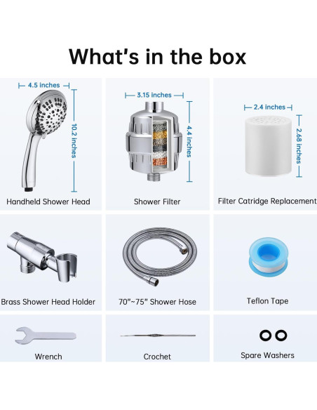 Cabezal de Ducha Filtrado G-Promise con 6 Modos y Manguera 190 cm Cabezal de Ducha Filtrado G-Promise con 6 Modos y Manguera 190 cm