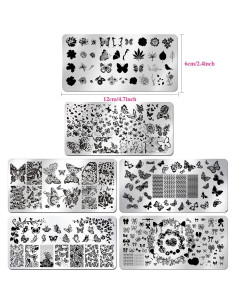 Kit de Estampado de Uñas WOKOTO 6 Placas Mariposa 12x6cm 2