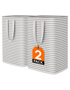 Cesta de Ropa Plegable Lifewit 2 Pack 80L Impermeable Gris