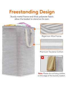 Cesta de Ropa Plegable Lifewit 2 Pack 80L Impermeable Gris 2