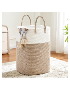 Cesta de Ropa Artfeel 60L Algodón Tejido Marrón Plegable