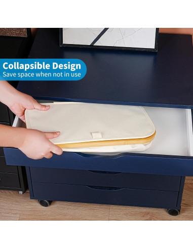 Cesta de Lavandería Efluky 75L Beige con Tapa y Asas de Bambú