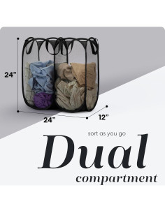 Cesta de lavandería plegable Handy Laundry 2 compartimentos 166L 2