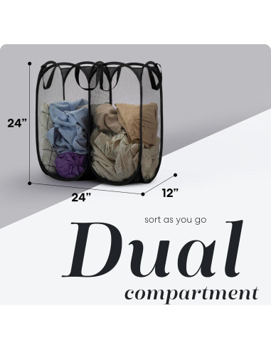 Cesta de lavandería plegable Handy Laundry 2 compartimentos 166L