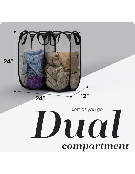 Cesta de lavandería plegable Handy Laundry 2 compartimentos 166L