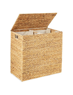Cesto de Ropa Doble con Tapa Mejor Opción 61x32cm Natural