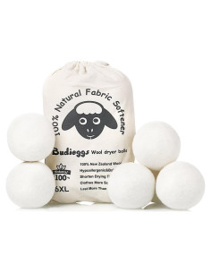 Bolas de Secado de Lana Orgánica Budieggs XL 6-Pack 100% Natural