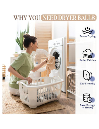 Bolas de Secado de Lana YONSEN Reutilizables 6 Piezas 6.99 cm