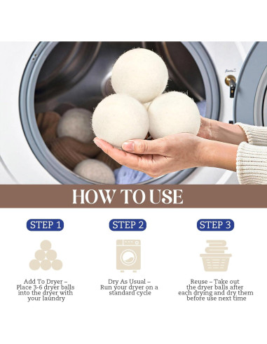 Bolas de Secado de Lana YONSEN Reutilizables 6 Piezas 6.99 cm