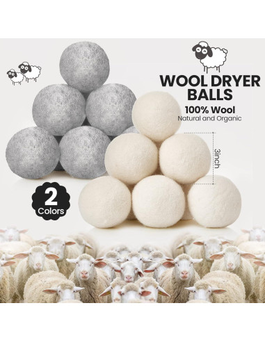 Juego de 42 Bolas de Secado de Lana Roowest 18 cm Reutilizables
