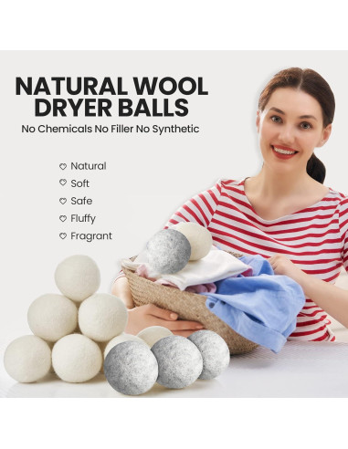 Juego de 42 Bolas de Secado de Lana Roowest 18 cm Reutilizables