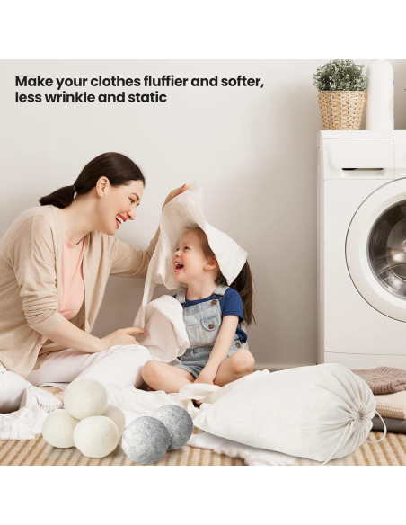 Juego de 42 Bolas de Secado de Lana Roowest 18 cm Reutilizables