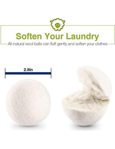 Bolas de Secado de Lana Lypumso XL - 100% Orgánica, 6 Piezas