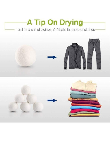 Bolas de Secado de Lana Lypumso XL - 100% Orgánica, 6 Piezas