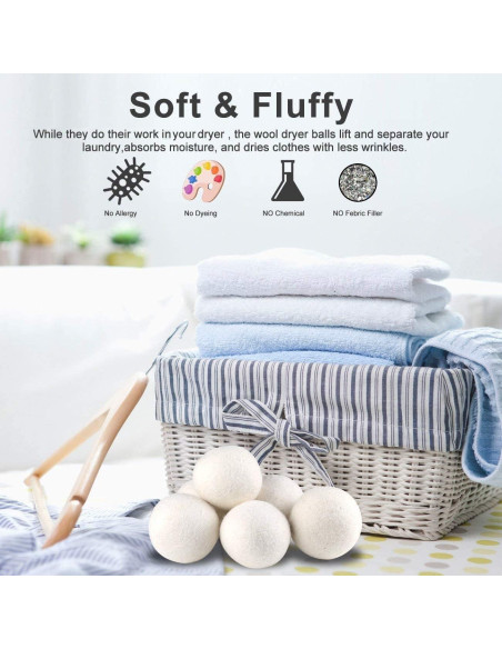Bolas de Secado de Lana Lypumso XL - 100% Orgánica, 6 Piezas