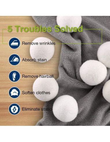 Bolas de Secado de Lana Lypumso XL - 100% Orgánica, 6 Piezas